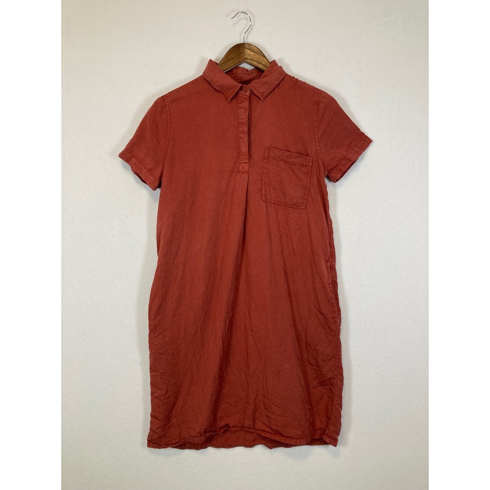 GAP Lyocell Shirt Dressβ Womens Small Rust Orange Short Sleeve Collared Mini